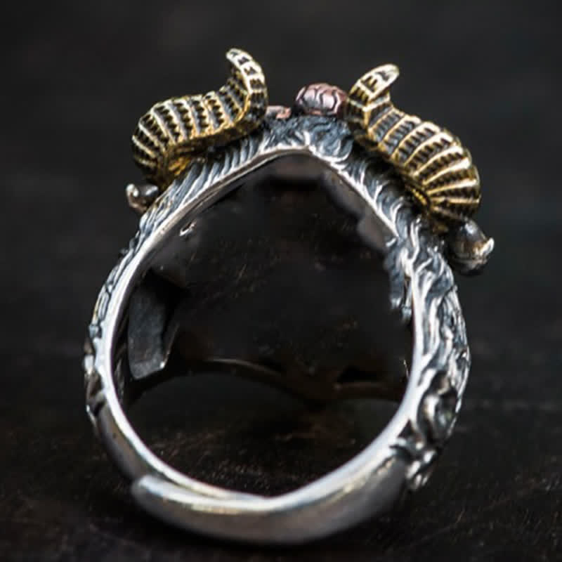 Men's Devil Hell Ghost Goat Opening Adjustable Ring - image 6