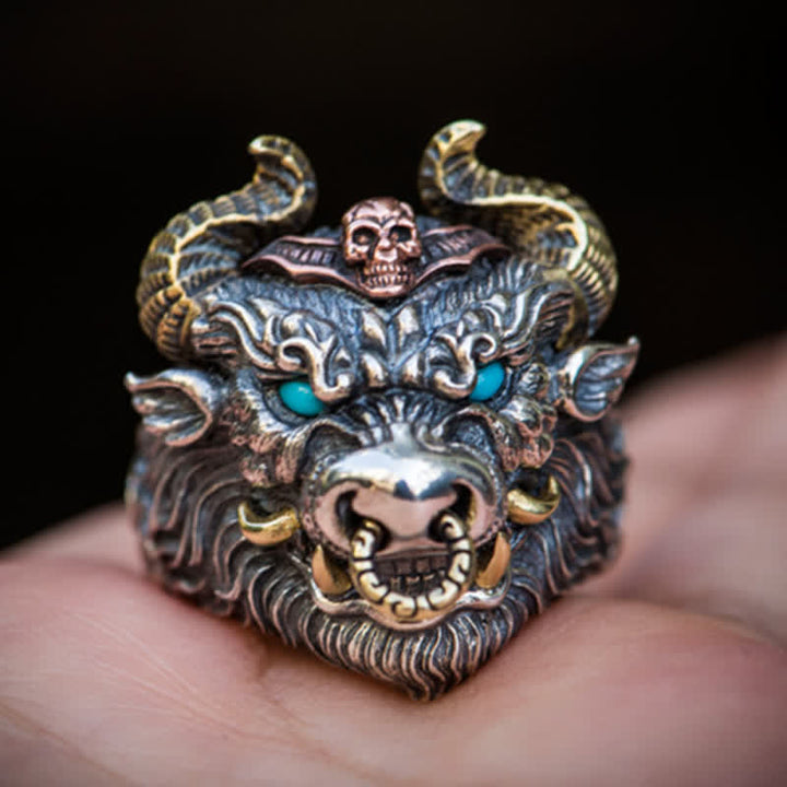 Men's Devil Hell Ghost Goat Opening Adjustable Ring - image 5