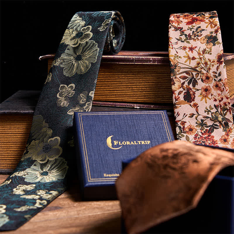 Elegant Casual Floral 3Pcs Neckties Bundle Set