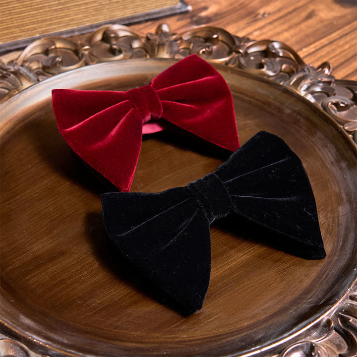 3Pcs Red Series Oversized Velvet Bow Ties Bundle Set