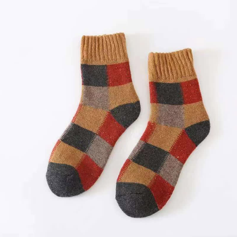 Color-Blocking Wool Thickening Crew Socks