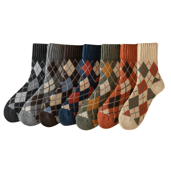 Men's British Style Diamond Argyle Crew Socks