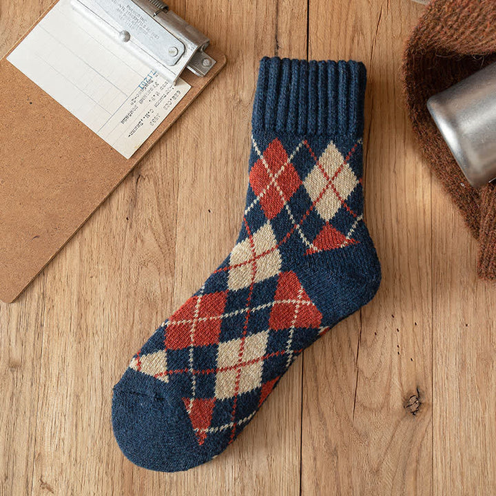 Men's British Style Diamond Argyle Crew Socks