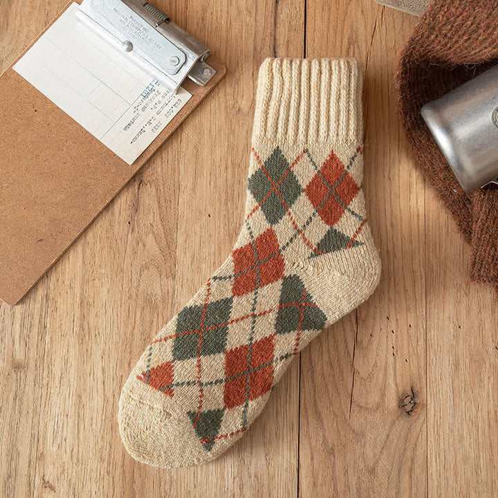 Men's British Style Diamond Argyle Crew Socks