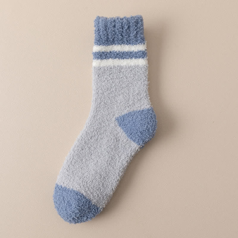 Men's Gentle Striped Fuzzy Coral Fleece Sleep Crew Socks