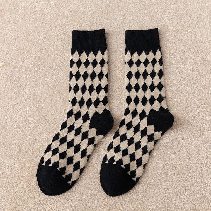 Women's Argyle Warm Thermal Aesthetic Crew Socks