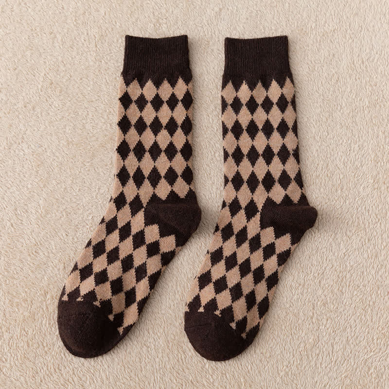 Women's Argyle Warm Thermal Aesthetic Crew Socks