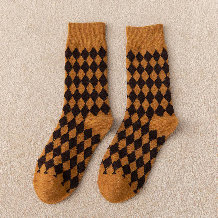 Women's Argyle Warm Thermal Aesthetic Crew Socks