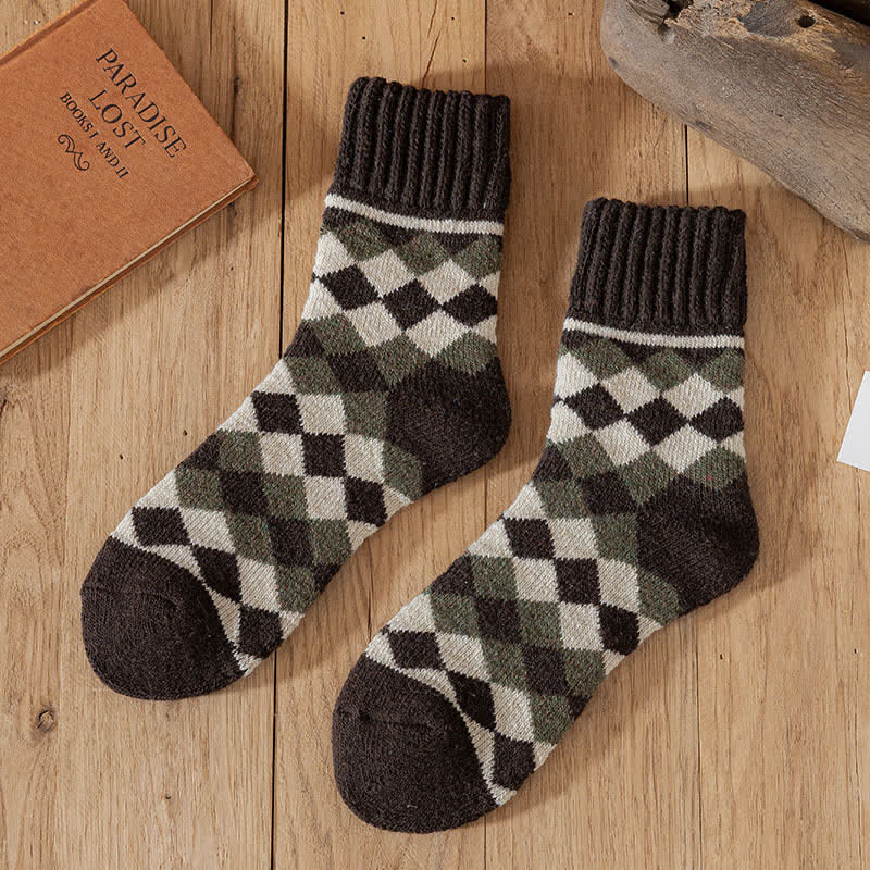 Men's Characteristic Plaid Pattern Winter Crew Socks