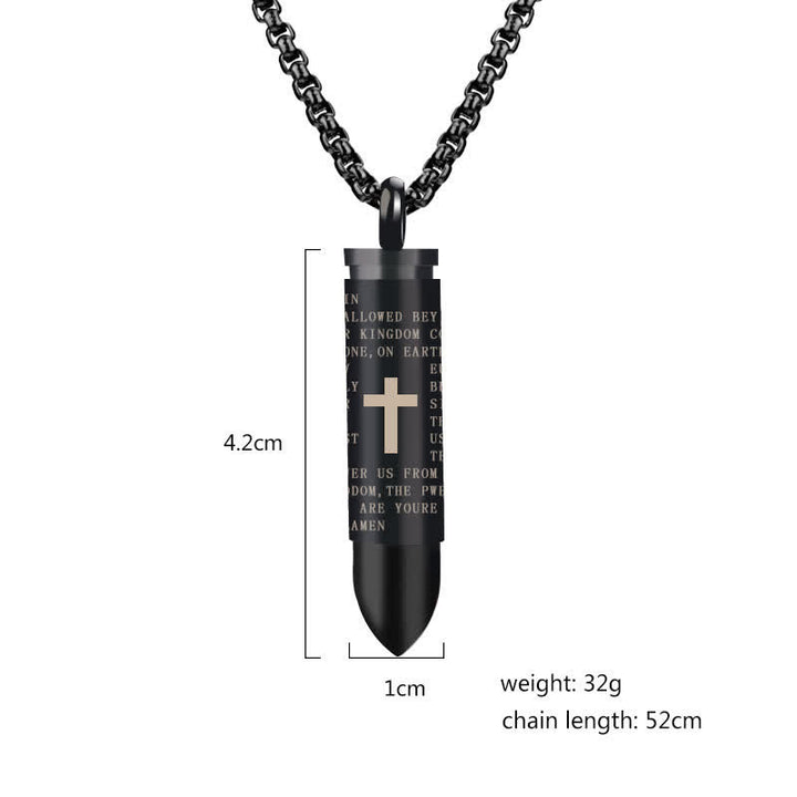 Memorial Cross Simulation Bullet Pendant Necklace