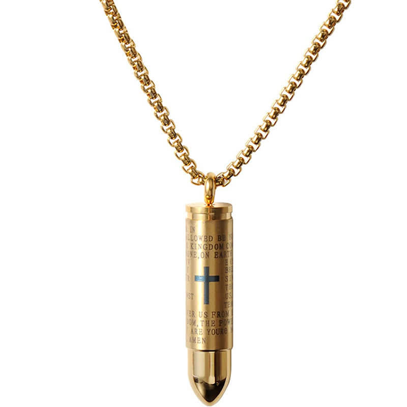 Memorial Cross Simulation Bullet Pendant Necklace