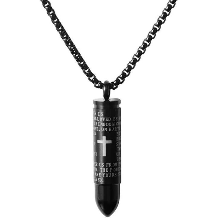 Memorial Cross Simulation Bullet Pendant Necklace