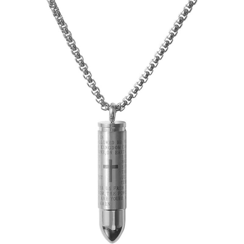 Memorial Cross Simulation Bullet Pendant Necklace