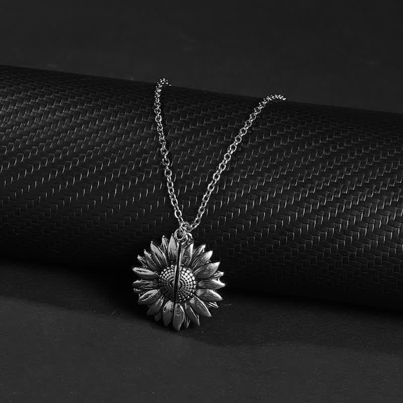 Vintage Sunflower Locket Pendant Keychain Necklace - image 3