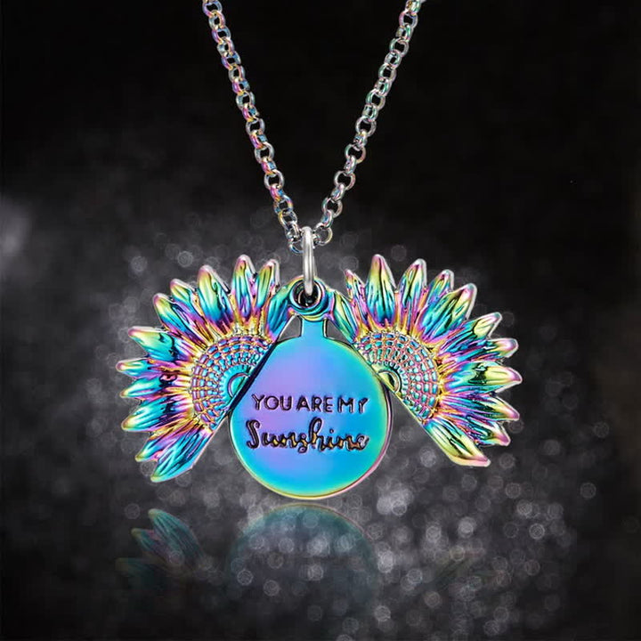 Vintage Sunflower Locket Pendant Keychain Necklace - image 9