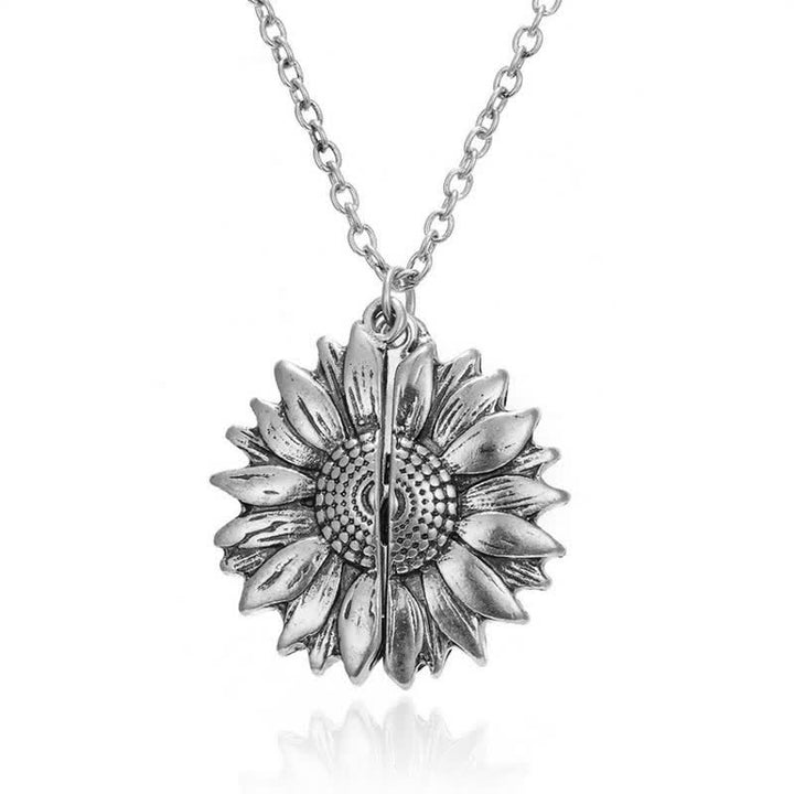 Vintage Sunflower Locket Pendant Keychain Necklace - image 0