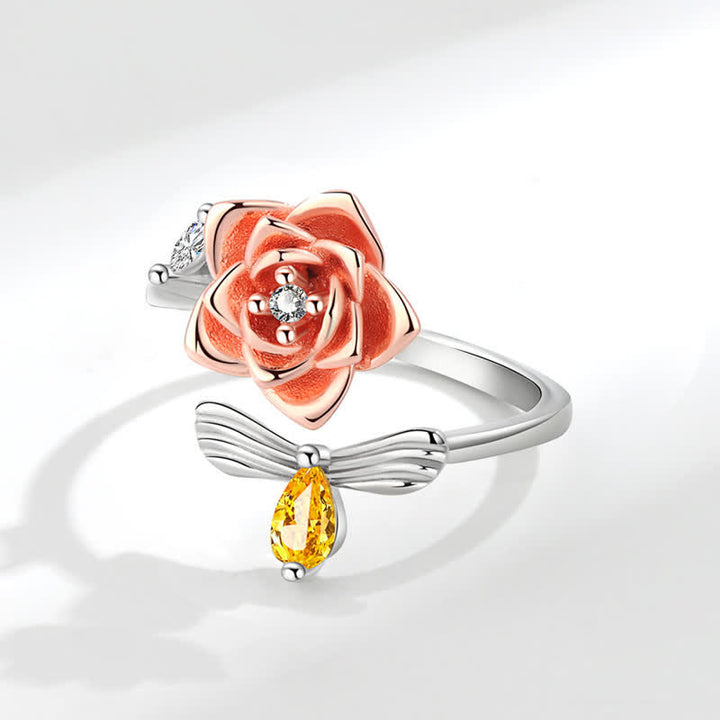 Fidget Spinning Sunflower Rose Bee Adjustable Ring - image 6