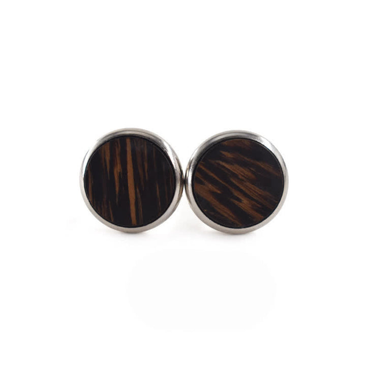 Men's Round Business Wedding Wooden Cufflinks - image 2