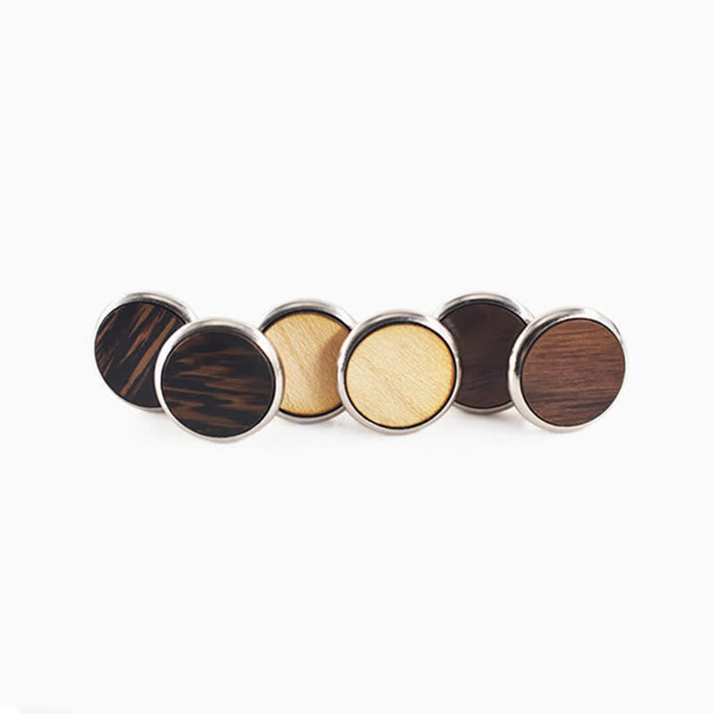 Men's Round Business Wedding Wooden Cufflinks - image 1