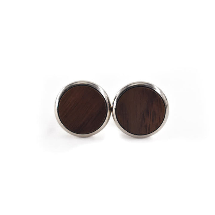 Men's Round Business Wedding Wooden Cufflinks