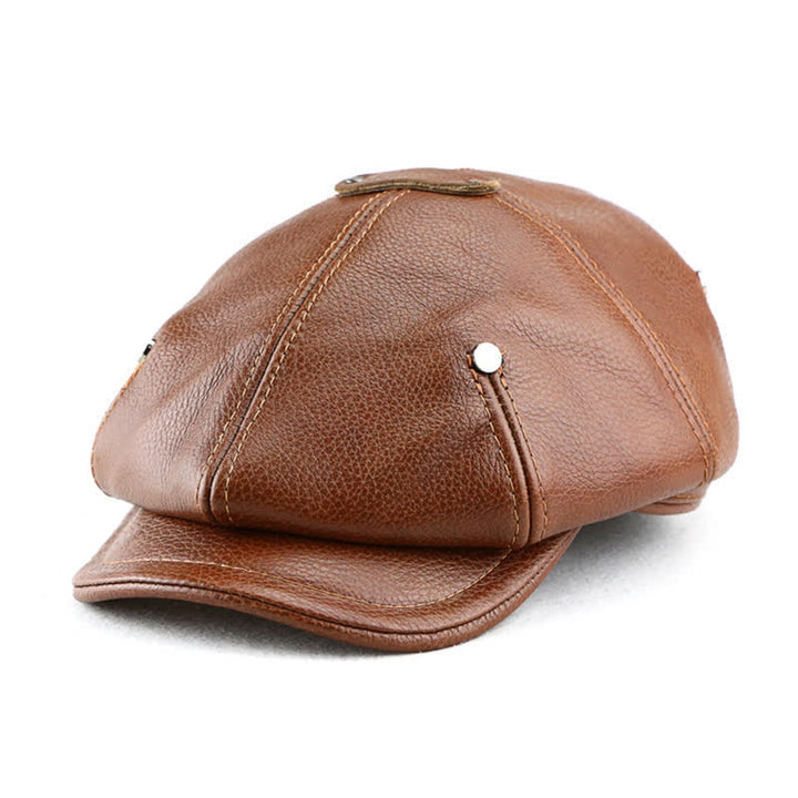 Chic Artist Painter Look Rivets Leather Beret Hat