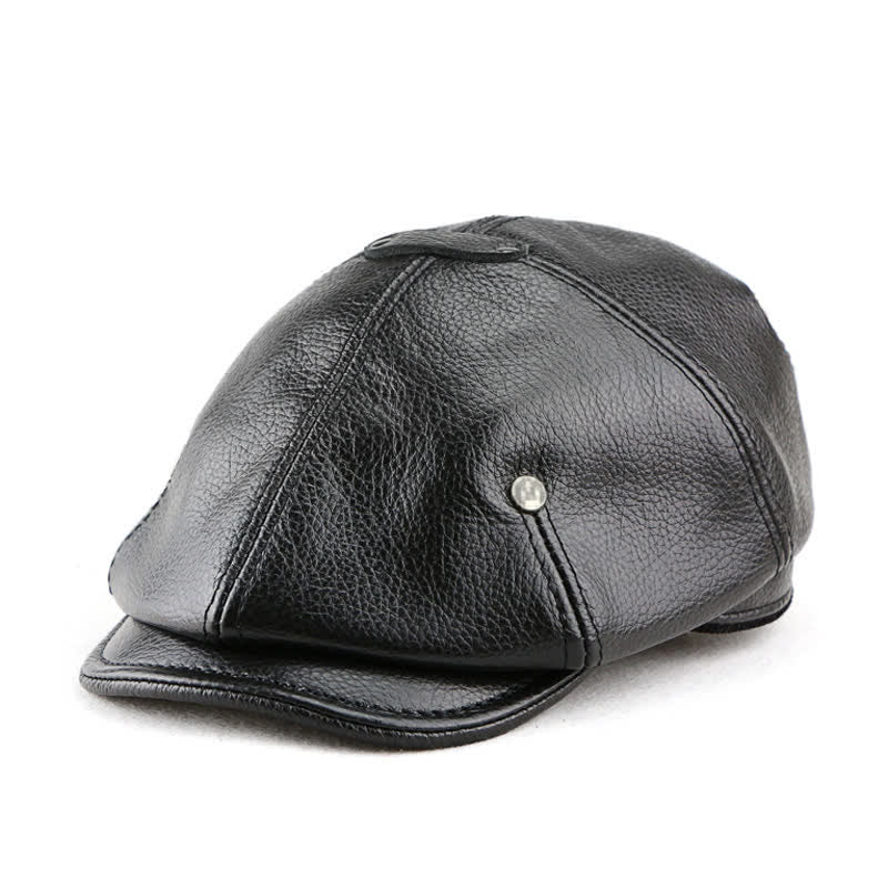 Chic Artist Painter Look Rivets Leather Beret Hat