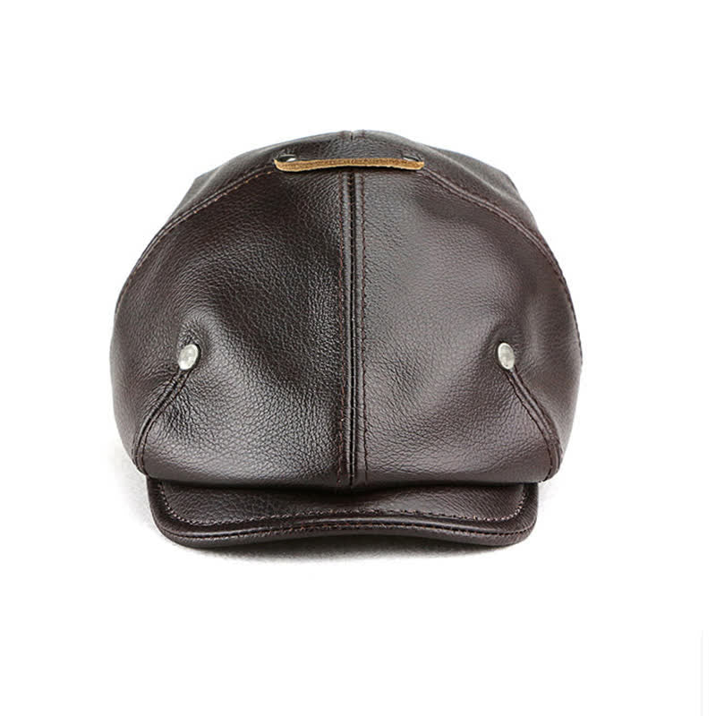 Chic Artist Painter Look Rivets Leather Beret Hat