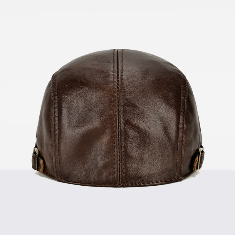 Horizontal Zipper Decoration Leather Beret Hat