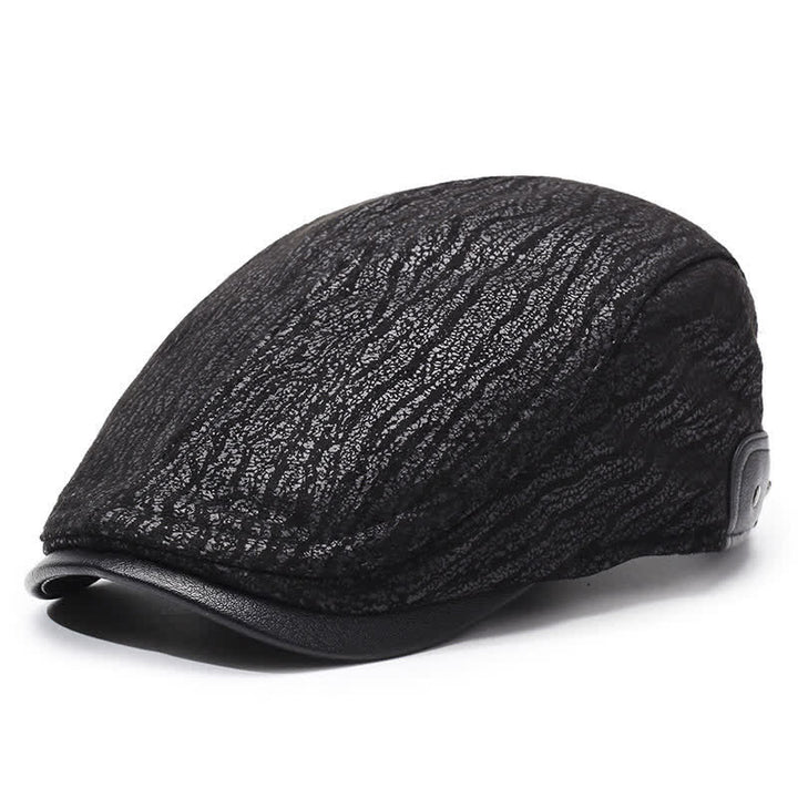 Unique Print Adjustable Side Leather Beret Hat