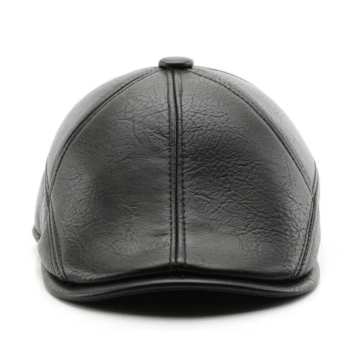 Leisure Style Winter Earmuffs Leather Beret Hat