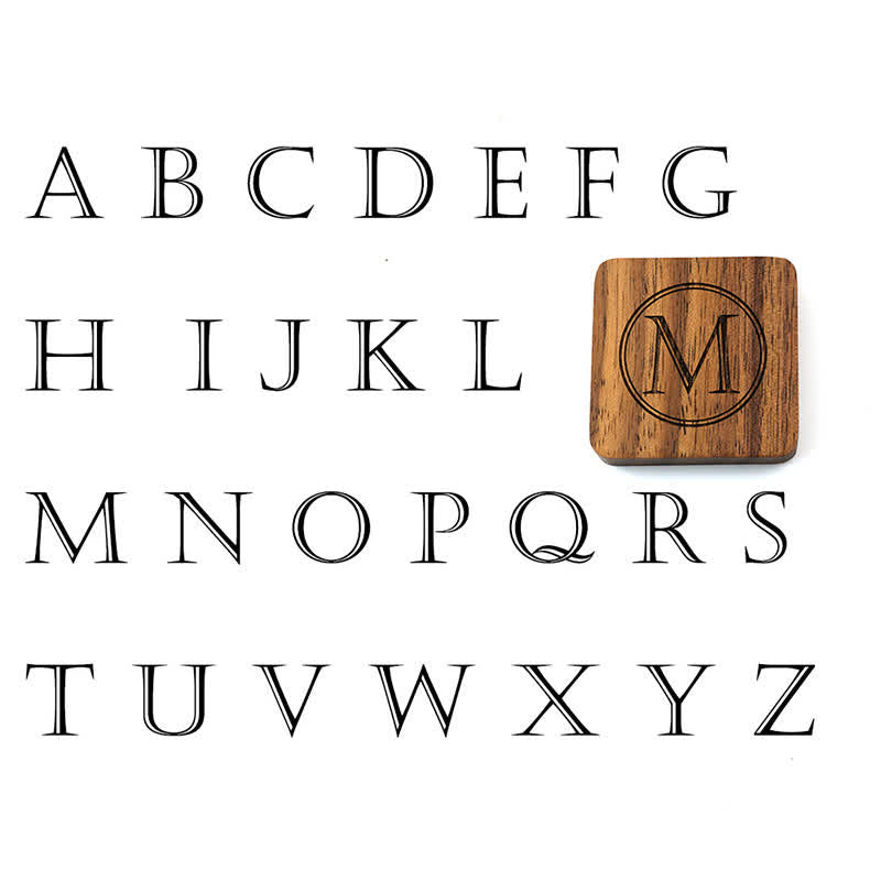 Men's Engrave Letter Box Black Walnut Wooden Cufflinks - Z - Wheat - image 1