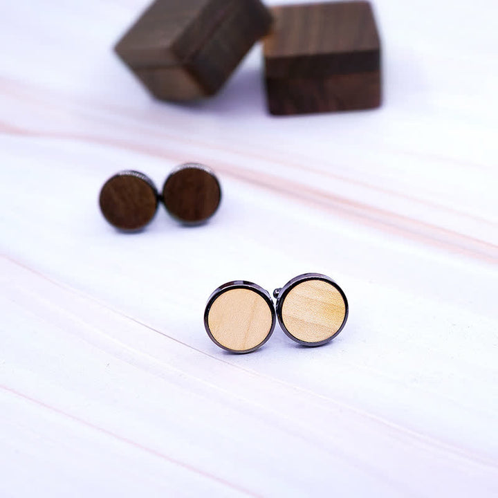 Men's Engrave Letter Box Black Walnut Wooden Cufflinks