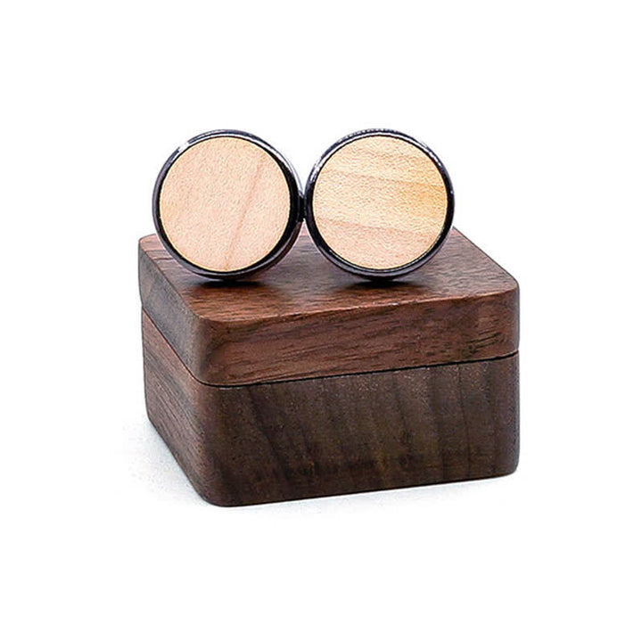 Men's Engrave Letter Box Black Walnut Wooden Cufflinks