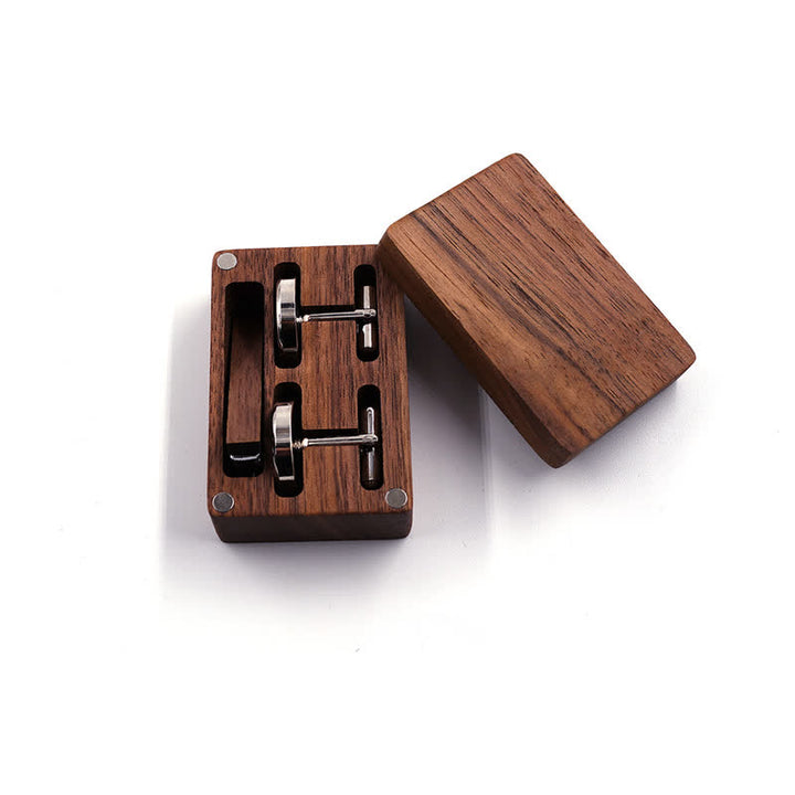 Men's Custom Engraving Box Surface Wedding Day Wooden Cufflinks Set - image 10