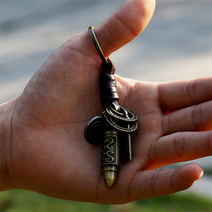 Steampunk Style Bullet Leather Keychain