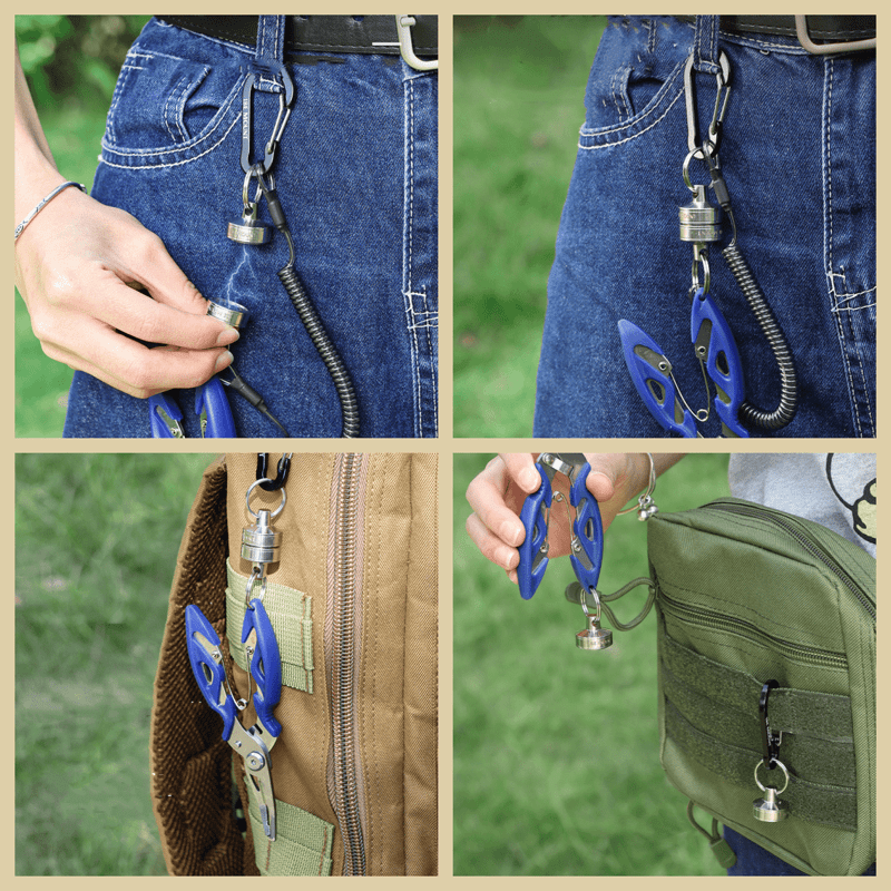 Magnetic Buckle Spring Rope Net Release Holder Keychain