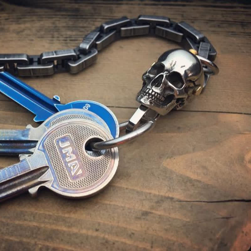 Silver Skull Head Clasp Keychain Pendant