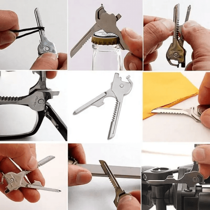 Multifunctional 6 In 1 Reliable Screwdriver Plier Keychain - Silver - image 0