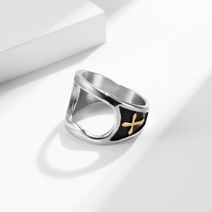 Functional Relief Cross Bottle Opener Ring - image 5