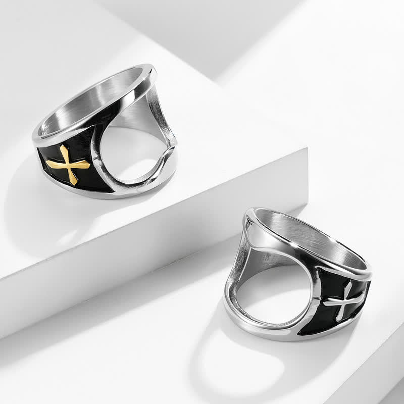 Functional Relief Cross Bottle Opener Ring - image 6