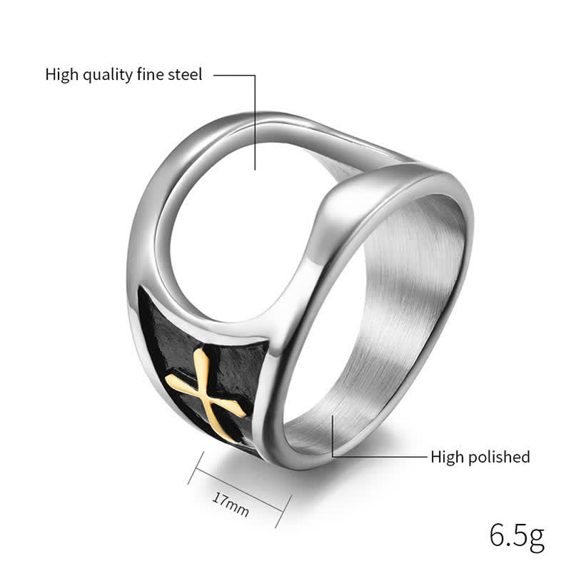 Functional Relief Cross Bottle Opener Ring - image 3