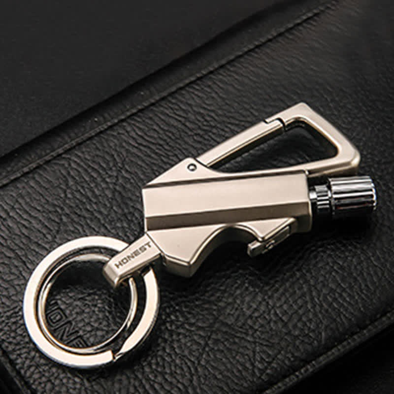 Portable Bottle Opener Keychain Matchstick Refillable Oil Lighter - Silver - image 8