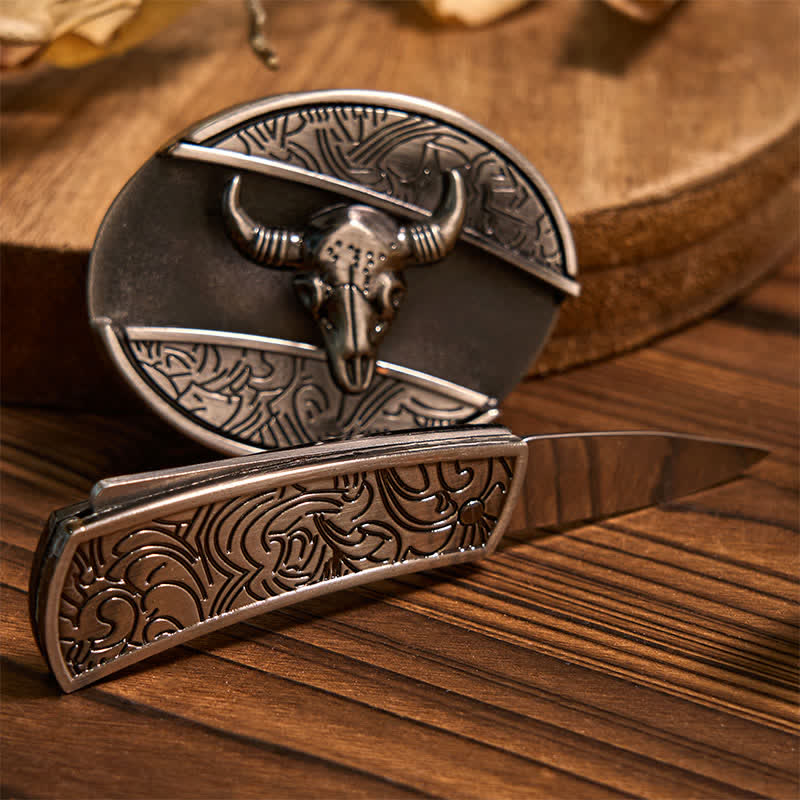Turquoise Longhorn Bull DIY Hidden Knife Belt Buckle Pendant Ring Bundle Set - image 2