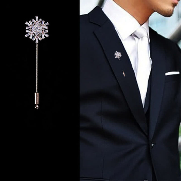 Sparkling Artificial Crystal Snowflake Flower Brooch