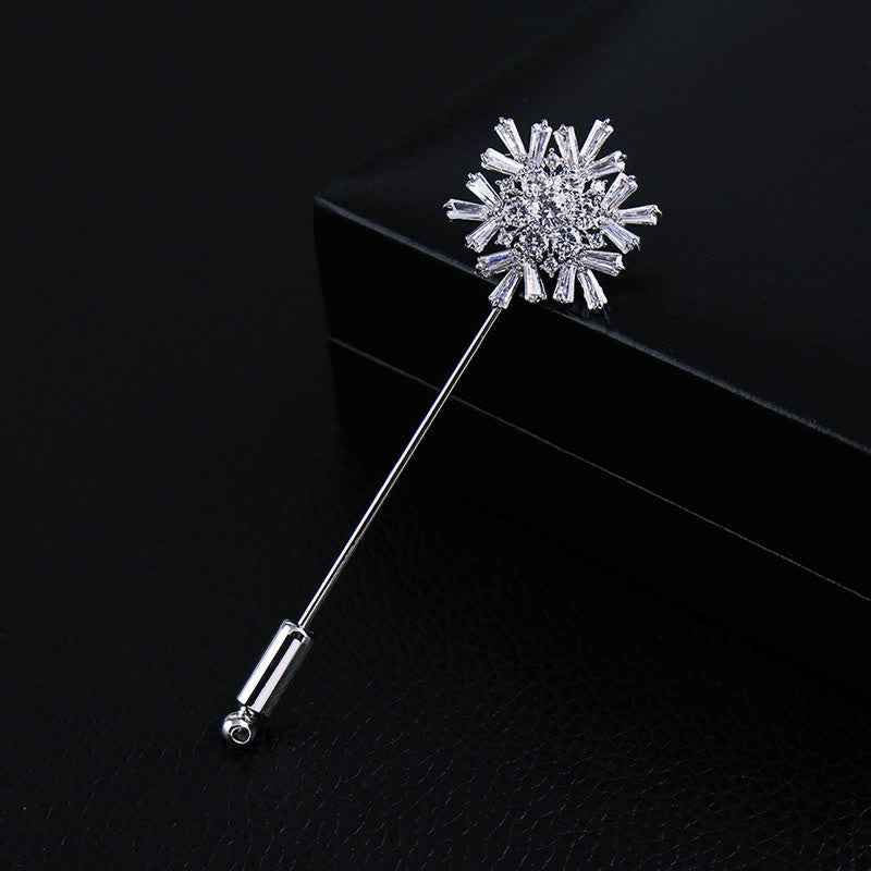 Sparkling Artificial Crystal Snowflake Flower Brooch