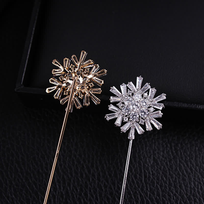 Sparkling Artificial Crystal Snowflake Flower Brooch