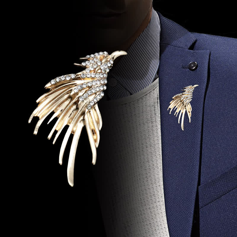 Men's Exquisite Eagle Spreading Wings Rhinestone Brooch