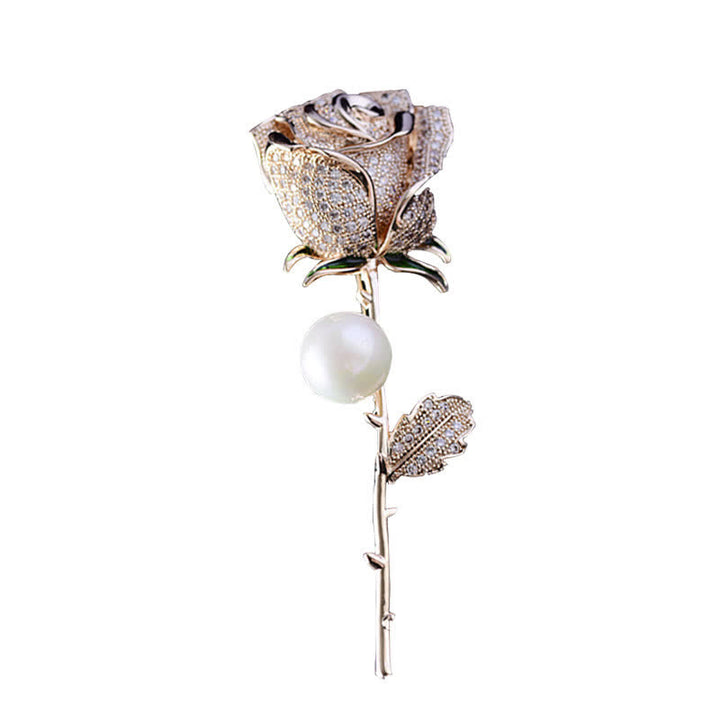 Women's Elegant Rose Flower Imitation Pearl Brooch