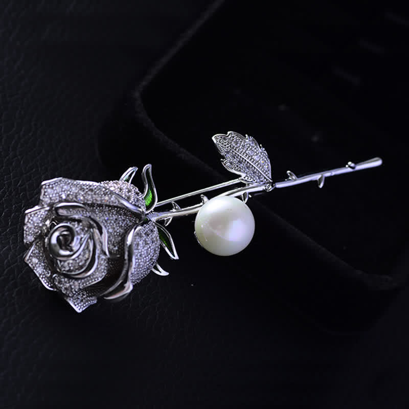 Women's Elegant Rose Flower Imitation Pearl Brooch