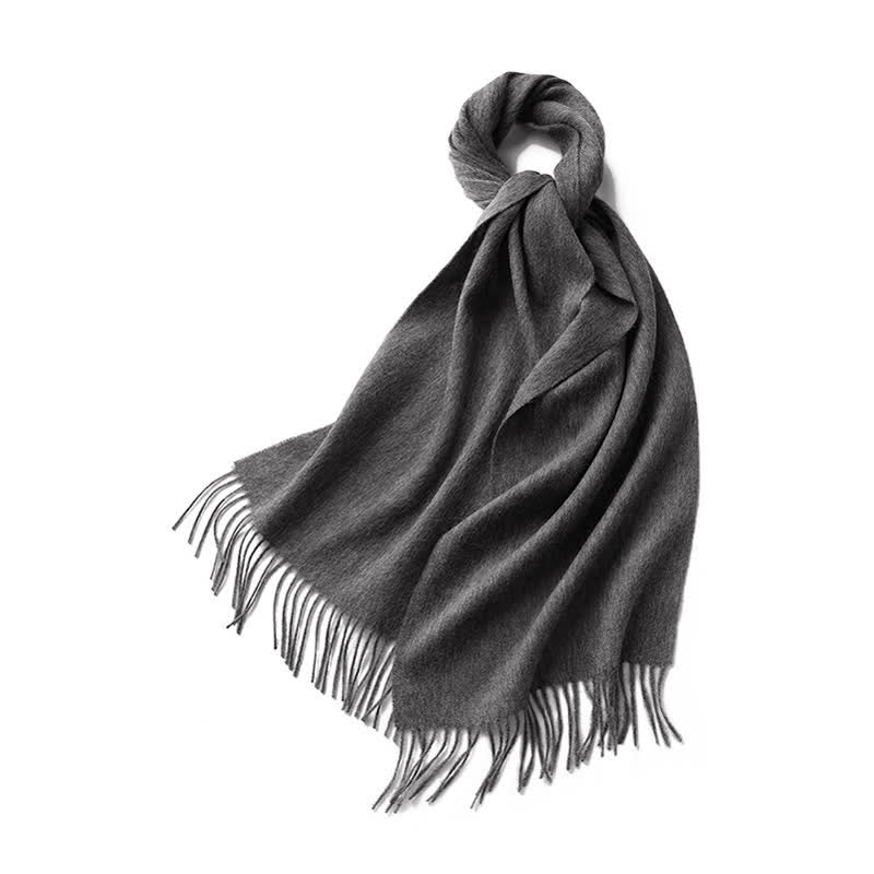 Unisex Simple Solid Color Pure Wool Fringed Scarf